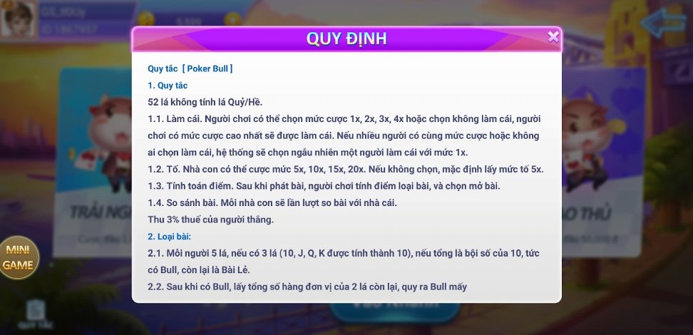 Luật chơi Poker Bull App Awin